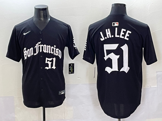 Men's San Francisco Giants Jung Hoo Lee #51 Black Game Player Jersey