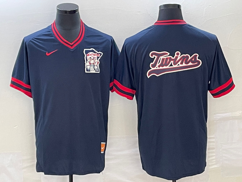 Men's Minnesota Twins Navy Replica Logo jersey