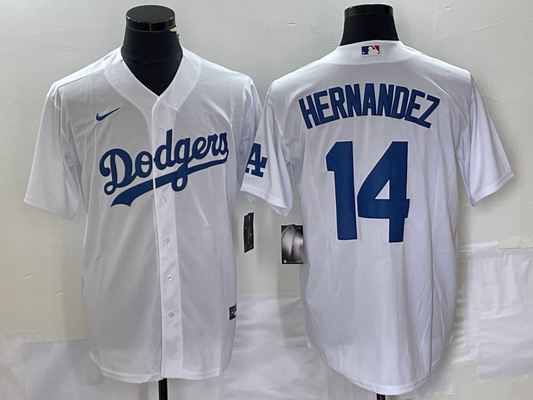 Men's Los Angeles Dodgers Enrique Hernandez #14 White Replica Game jersey