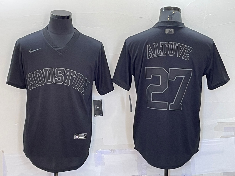 Men's Houston Astros Jose Altuve #27 Black Fashion Stitched jersey