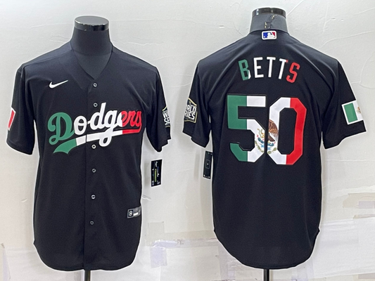 Men's Los Angeles Dodgers Mookie Betts #50 Black Stitched Baseball jersey