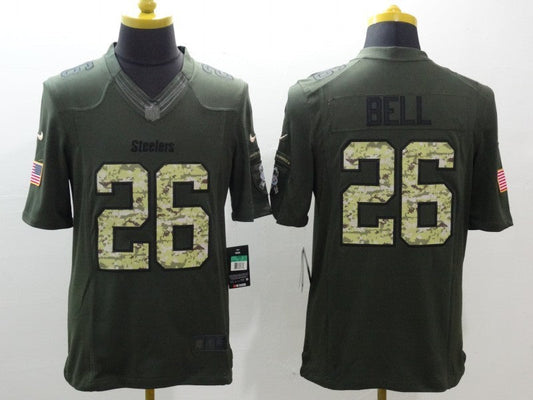 Men's Pittsburgh Steelers LeVeon Bell #26 Army Green Game jersey
