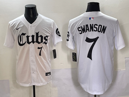Men's Chicago Cubs Dansby Swanson #7 White Player Jersey