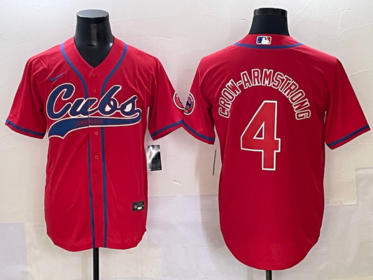 Men's Chicago Cubs Pete Crow-Armstrong #4 Red Replica Player Jersey