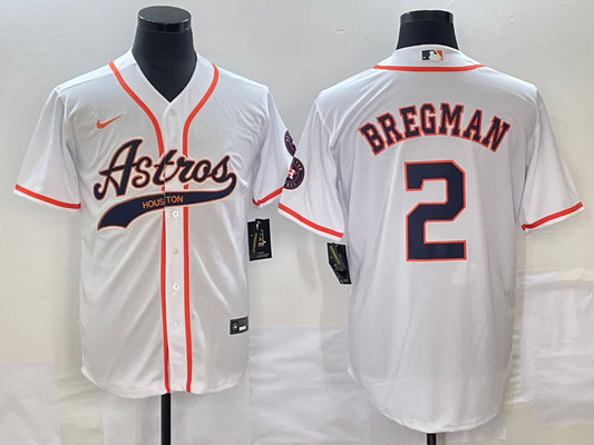 Men's Houston Astros Alex Bregman #2 White Replica jersey Joint Edition