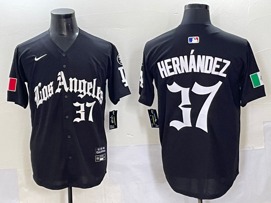 Men's Los Angeles Dodgers Teoscar Hernandez #37 Black Replica Game Jersey