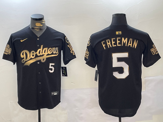 Men's Los Angeles Dodgers Freddie Freeman #5 Black Game Player jersey