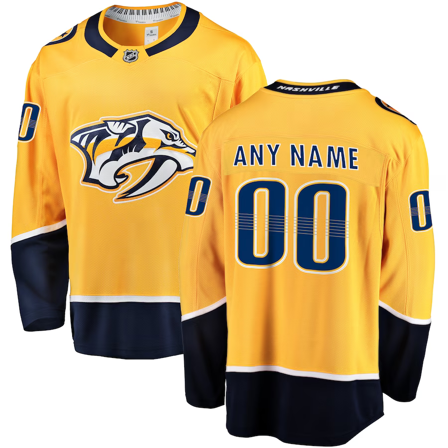 Men's Nashville Predators Gold Home Breakaway Custom jersey