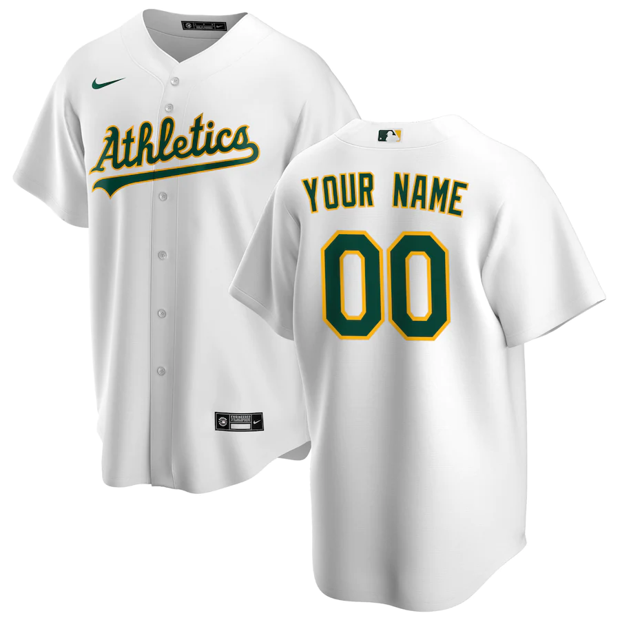 Men's Oakland Athletics White Home Replica Custom jersey