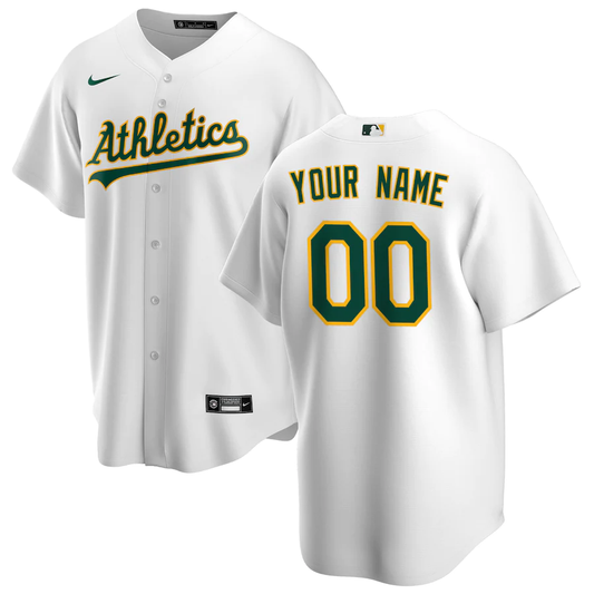 Men's Oakland Athletics White Home Replica Custom jersey