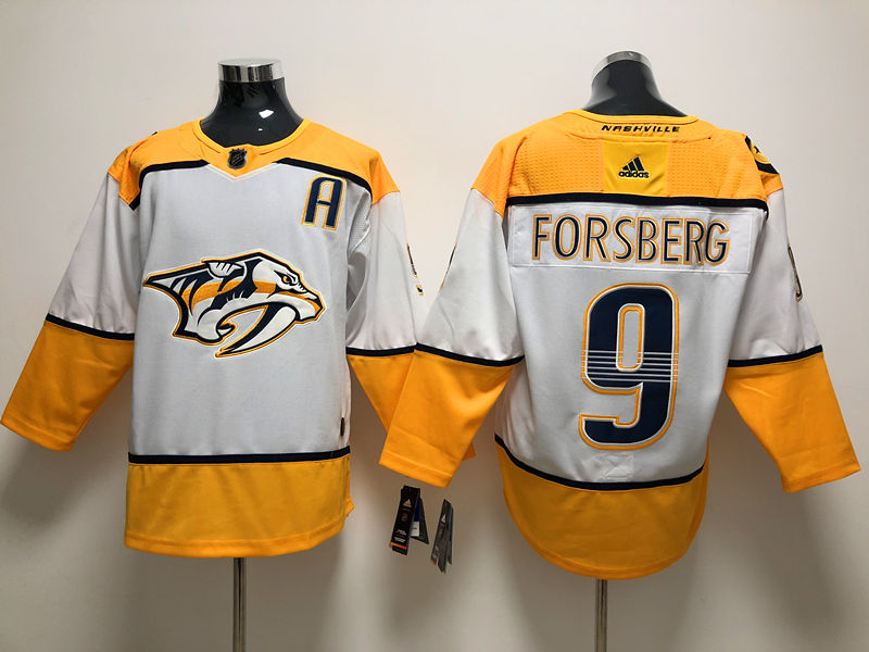 Men's Nashville Predators Filip Forsberg #9 White Breakaway jersey