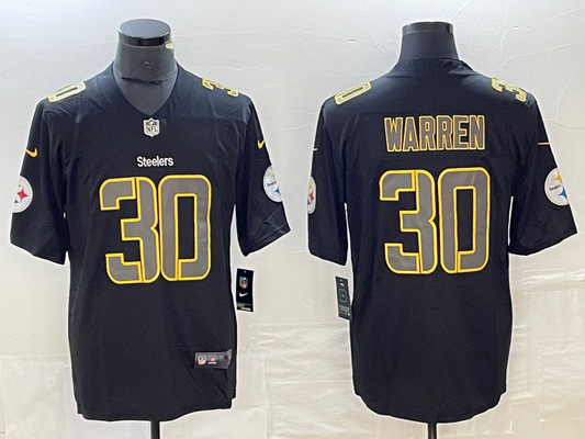 Men's Pittsburgh Steelers Jaylen Warren #30 Black Player jersey