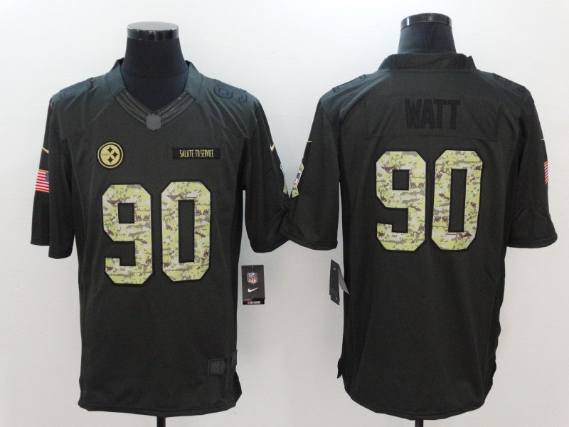 Men's Pittsburgh Steelers #90 T.J. Watt Black Team Game jersey