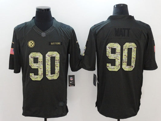 Men's Pittsburgh Steelers #90 T.J. Watt Black Team Game jersey