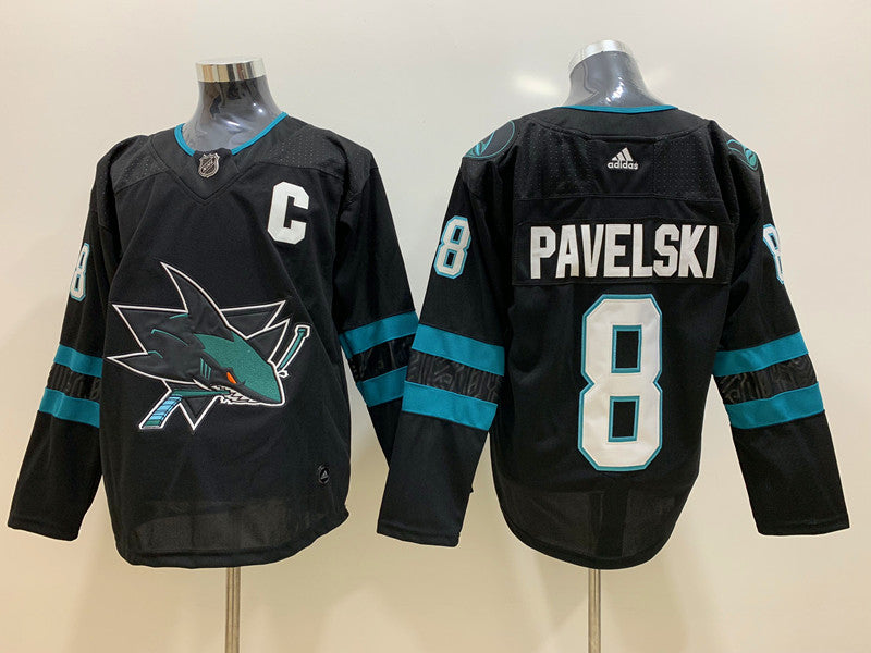 Men's San Jose Sharks Joe Pavelski #8 Black Breakaway Player jersey