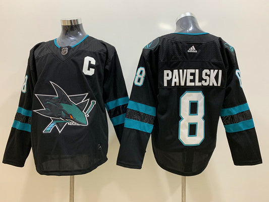 Men's San Jose Sharks Joe Pavelski #8 Black Breakaway Player jersey