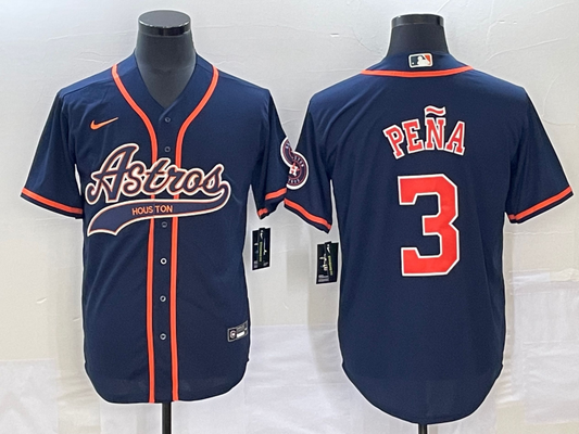 Men's Houston Astros Jeremy Pena #3 Navy Replica jersey Joint Edition