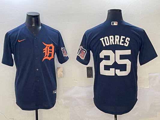 Men's Detroit Tigers Gleyber Torres #25 Navy Limited Player jersey