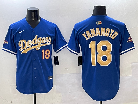 Men's Los Angeles Dodgers Yoshinobu Yamamoto #18 Royal 2025 Gold Collection Limited Jersey