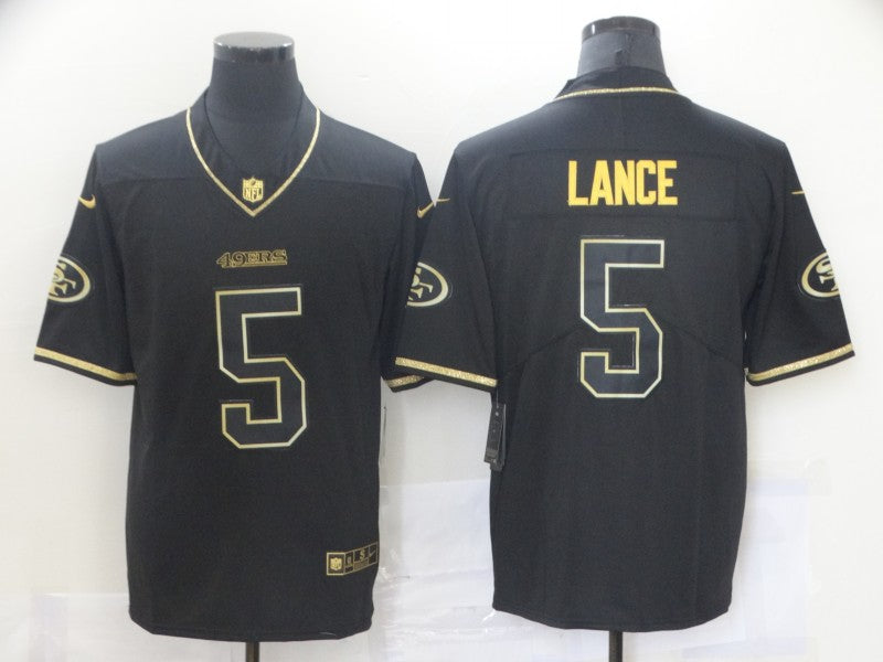 Men's San Francisco 49ers Trey Lance #5 Black Game Player jersey