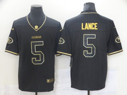 Men's San Francisco 49ers Trey Lance #5 Black Game Player jersey