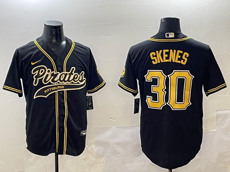 Men's Pittsburgh Pirates Paul Skenes #30 Black Replica Game jersey