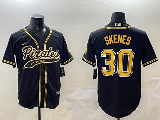 Men's Pittsburgh Pirates Paul Skenes #30 Black Replica Game jersey