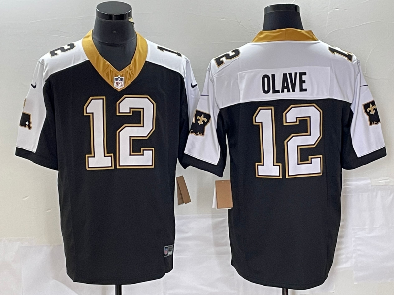 Men's New Orleans Saints Chris Olave #12 Black Vapor F.U.S.E. Limited jersey