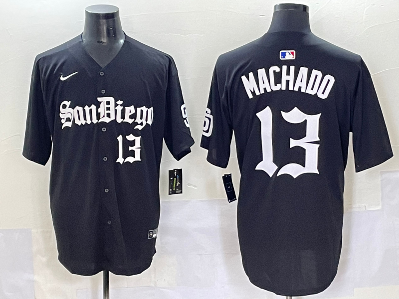 Men's San Diego Padres Manny Machado #13 Black Game Player Jersey