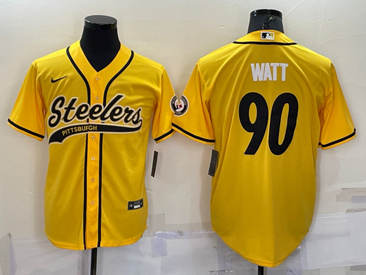 Men's Pittsburgh Steelers T.J. Watt #90 Yellow Game jersey Joint edition