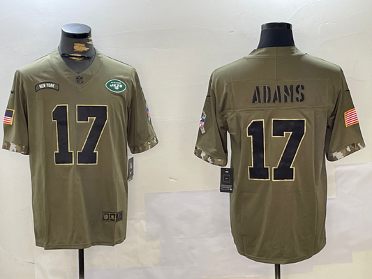 Men's New York Jets Davante Adams #17 Olive Salute To Service Game jersey