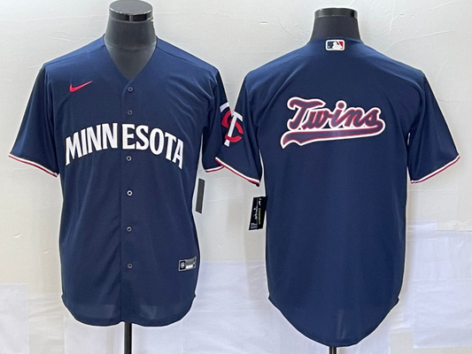 Men's Minnesota Twins Navy Alternate Replica Team Logo jersey