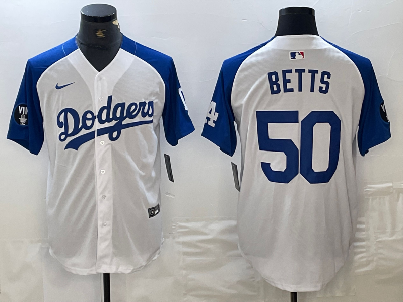 Men's Los Angeles Dodgers Mookie Betts #50 White Limited jersey