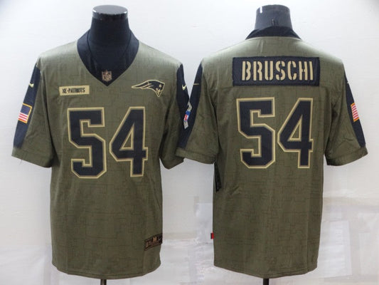 Men's New England Patriots Tedy Bruschi #54 Brown Game jersey