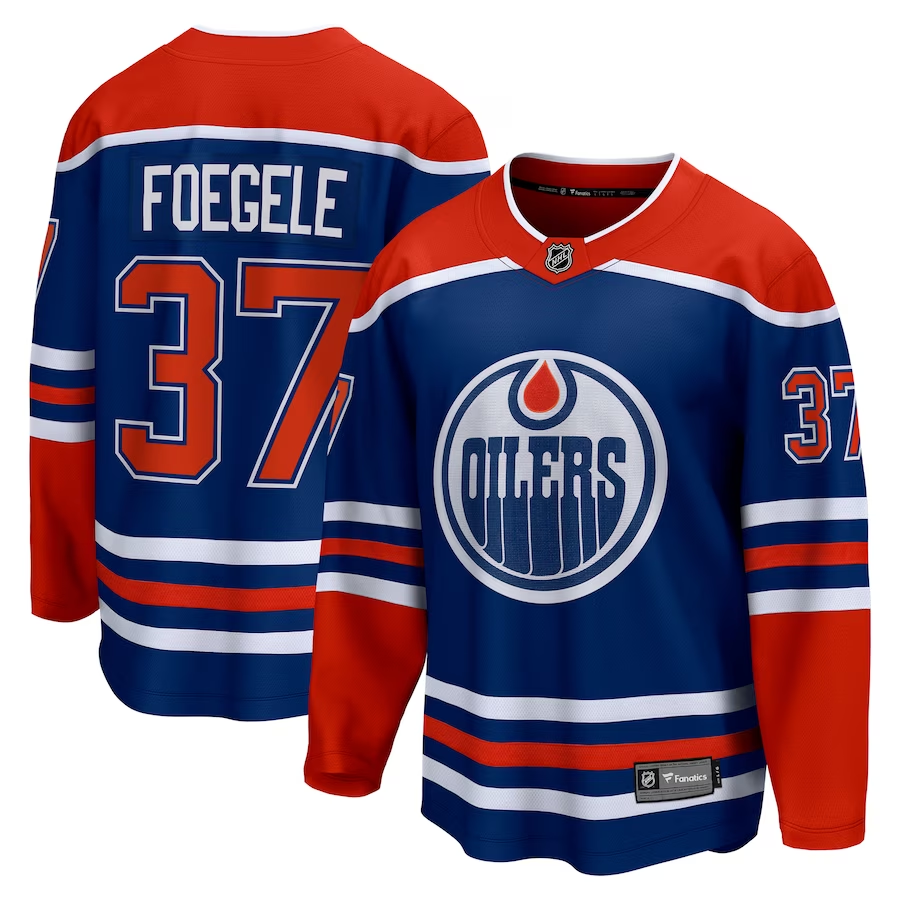 Men's Edmonton Oilers Warren Foegele #37 Royal Home Breakaway jersey