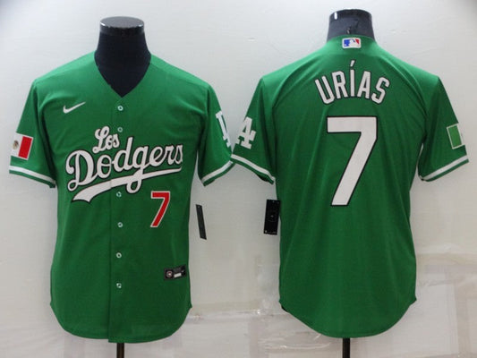 Men's Los Angeles Dodgers Julio Urias #7 Green Stitched jersey