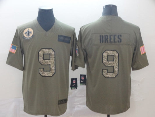 Men's New Orleans Saints Drew Brees #9 Brown Player Game jersey