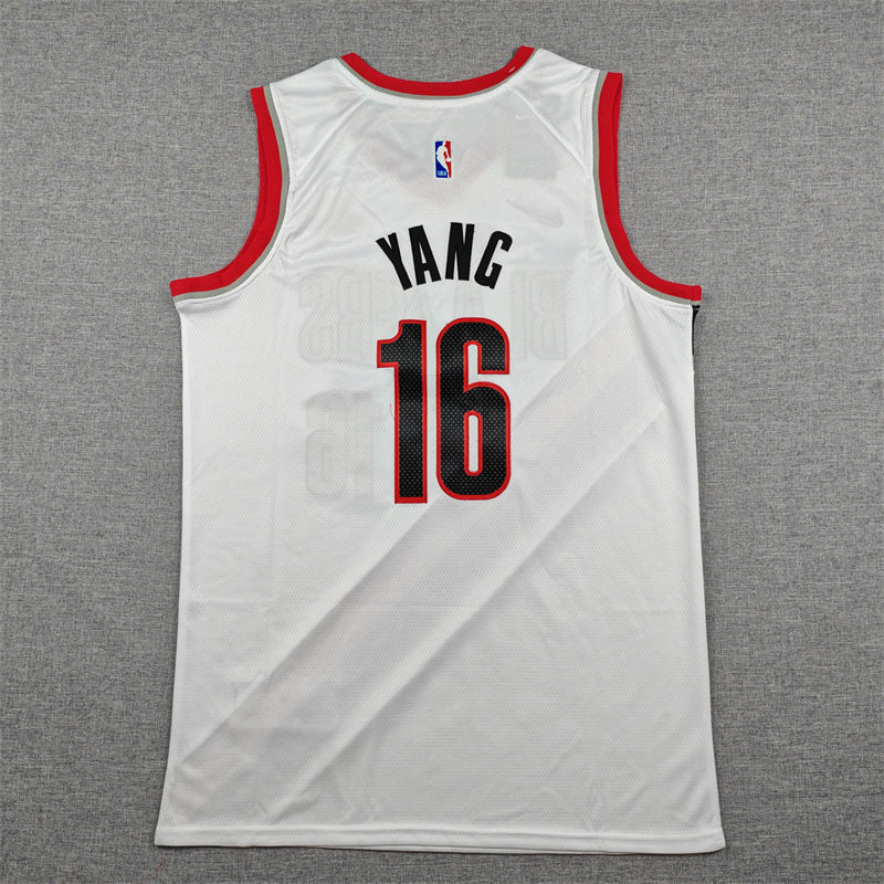 Men's Portland Trail Blazers Yang Hansen #16 White Swingman Player Jersey - Association Edition