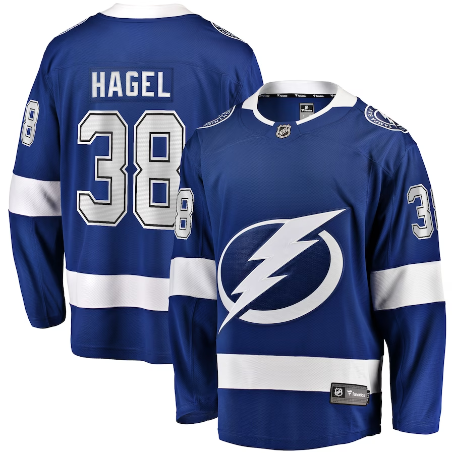 Men's Tampa Bay Lightning Brandon Hagel #38 Blue Home Breakaway Player jersey