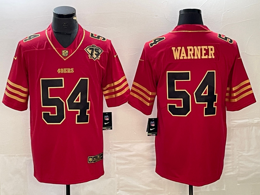Men's San Francisco 49ers Fred Warner #54 Scarlet Player Game jersey