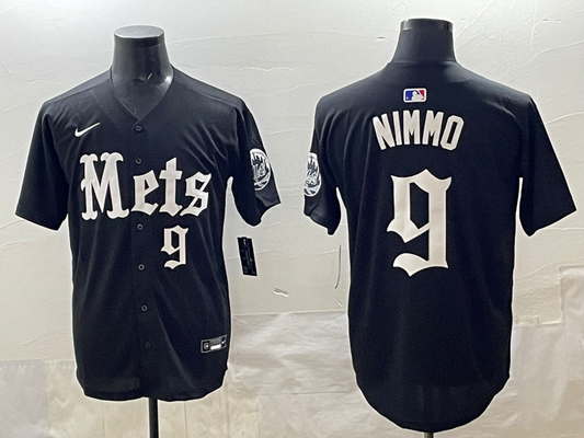 Men's New York Mets Brandon Nimmo #9 Black Replica Player Jersey
