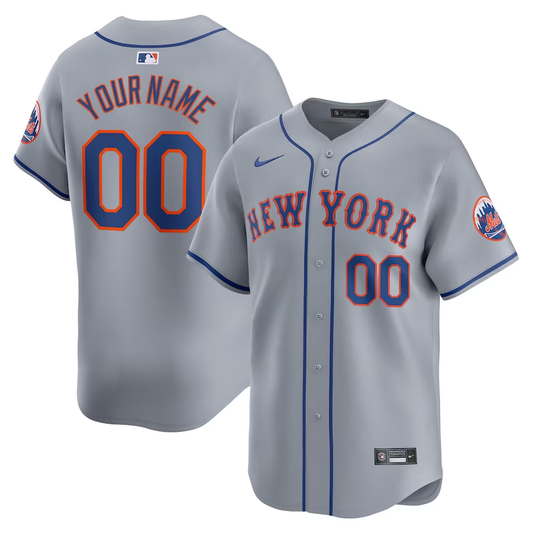 Men's New York Mets Gray Away Limited Custom jersey