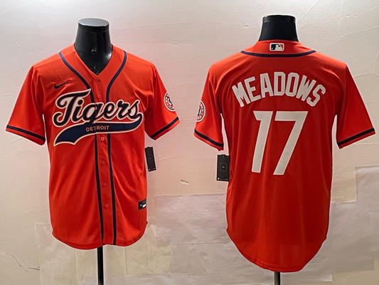 Men's Detroit Tigers Austin Meadows #17 Orange Replica Player jersey