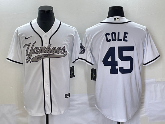 Men's New York Yankees Gerrit Cole #45 White Player jersey Joint Edition