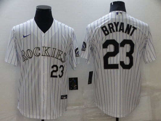 Men's Colorado Rockies Kris Bryant #23 White Replica Baseball jersey