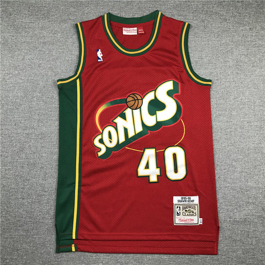 Men's Seattle SuperSonics Shawn Kemp 1995-96 Red Hardwood Classics Swingman Jersey