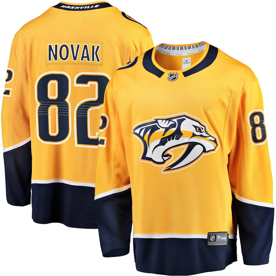 Men's Nashville Predators Tommy Novak #82 Gold Home Breakaway jersey