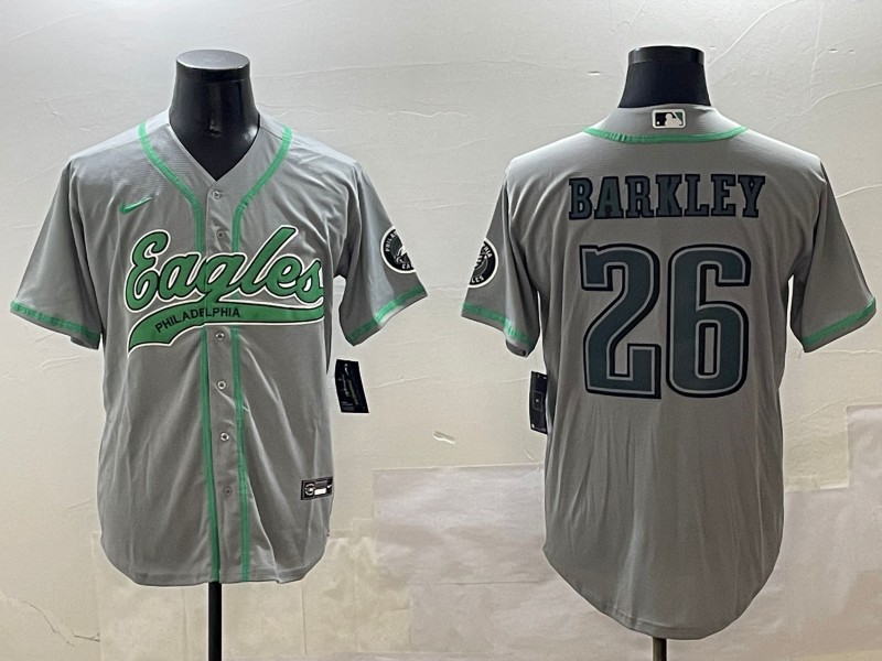 Men's Philadelphia Eagles Saquon Barkley #26 Gray Player jersey