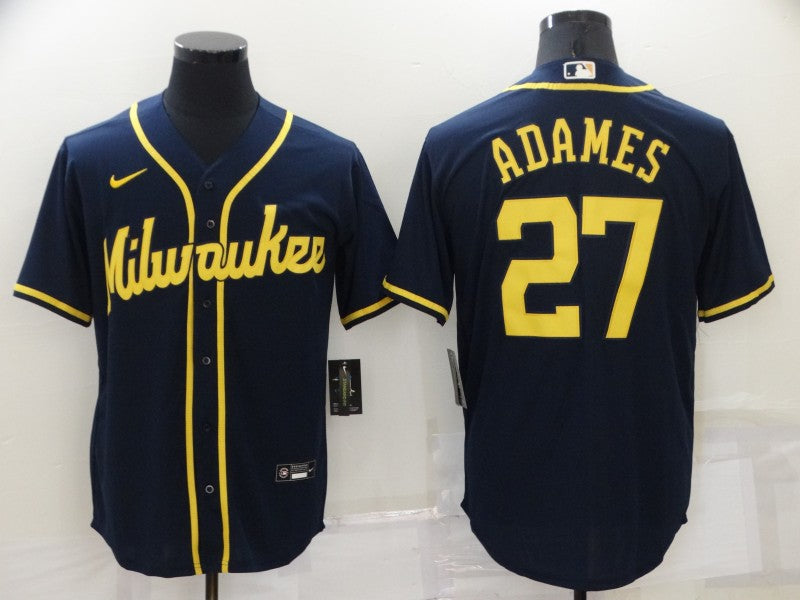 Men's Milwaukee Brewers Willy Adames #27 Navy Player jersey