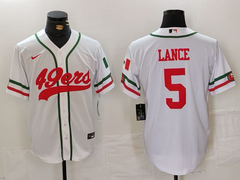 Men's San Francisco 49ers Trey Lance #5 White Game Player jersey